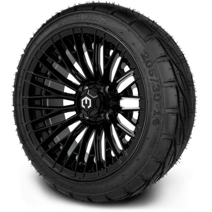 MODZ® 14" Reaper Glossy Black Wheels & Street Tires Combo