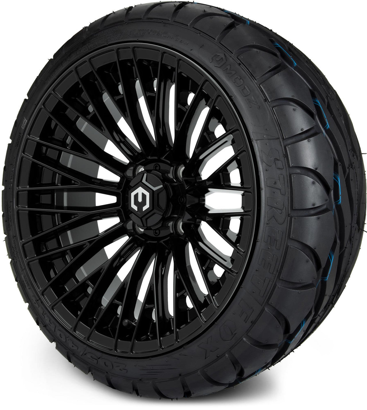MODZ® 14" Reaper Glossy Black Wheels & Street Tires Combo