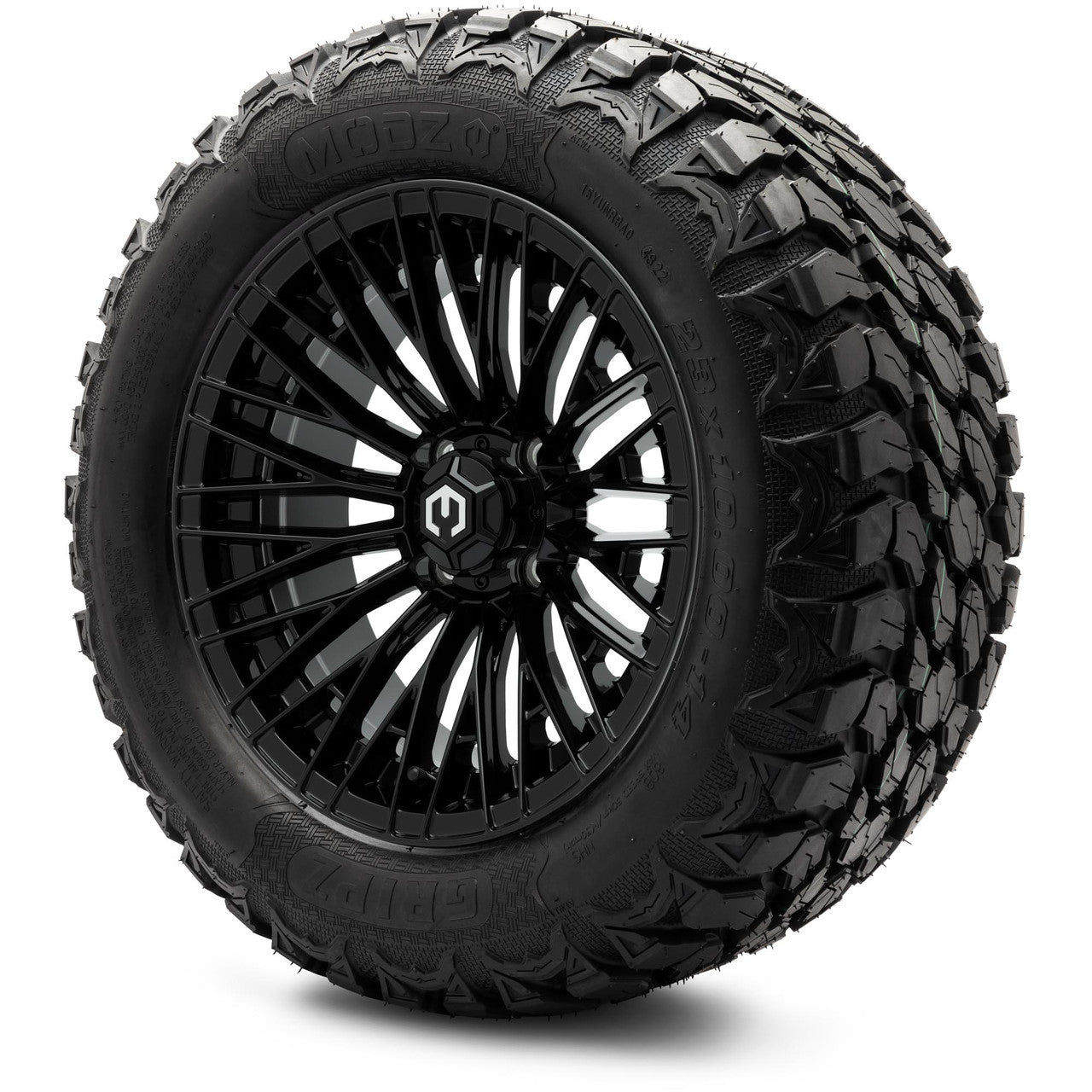 MODZ® 14" Reaper Glossy Black Wheels & Off-Road Tires Combo