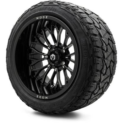 MODZ® 15x10" Convict Glossy Black with Ball Mill Wheels & Off-Road Tires Combo