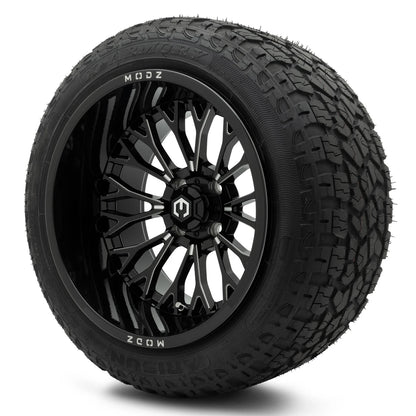 MODZ® 15x10" Convict Glossy Black with Ball Mill Wheels & Off-Road Tires Combo