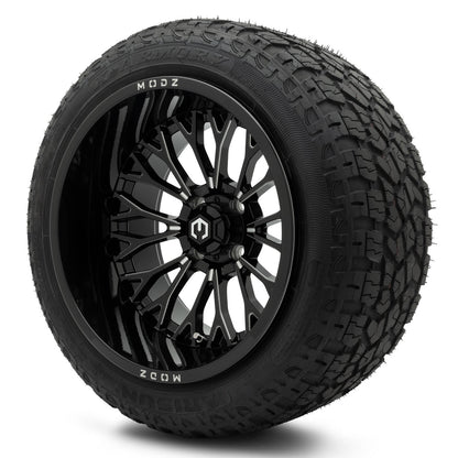 MODZ® 15x10" Convict Glossy Black with Ball Mill Wheels & Off-Road Tires Combo