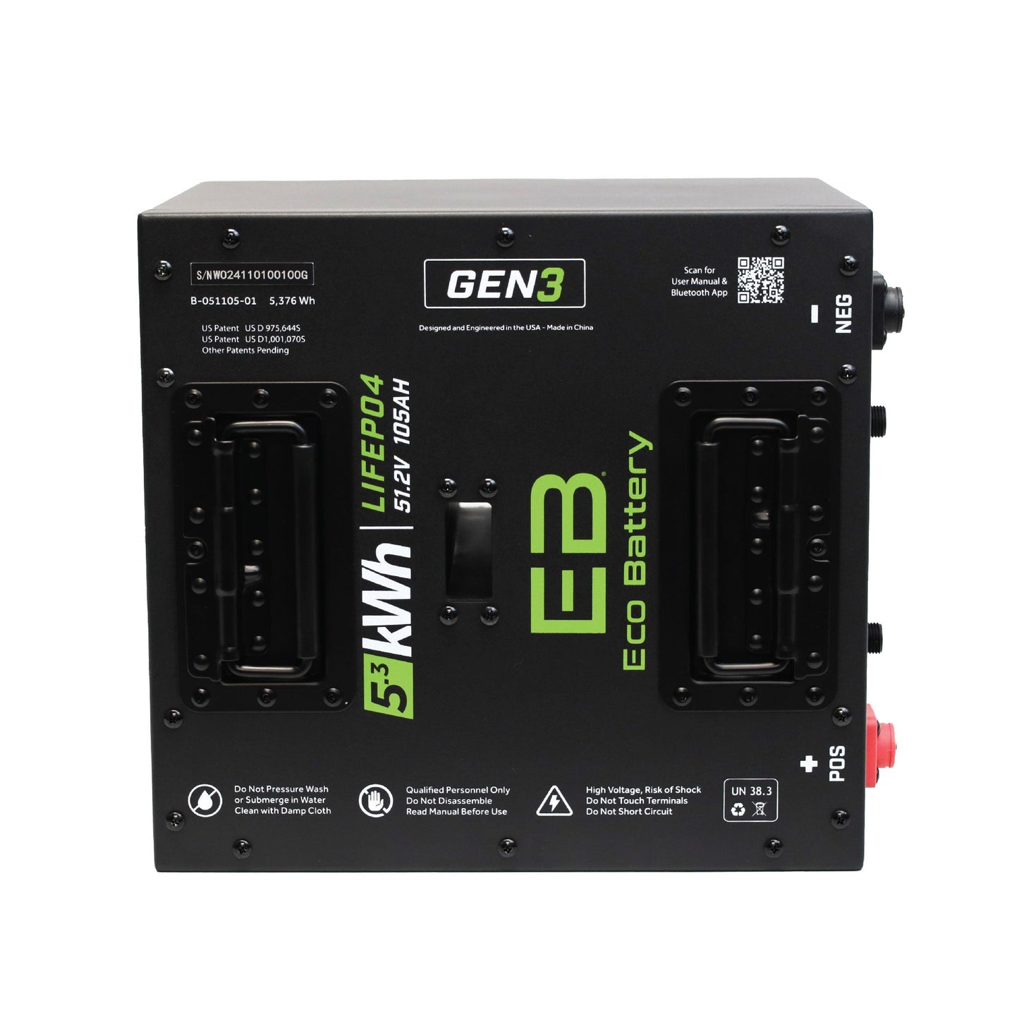 51V 105AH Thru-Hole LiFePO4 Gen3 Battery