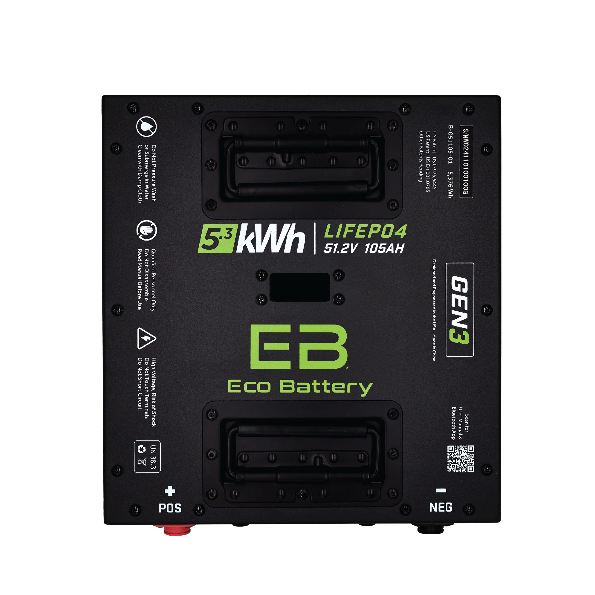 51V 105AH Thru-Hole LiFePO4 Gen3 Battery