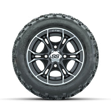 GTW Spyder Machined/Matte Grey 10 in Wheels with 18x9.50-10 Rogue All Terrain Tires – Full Set