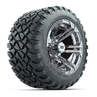 GTW® Specter Chrome 12 in Wheels with 22X11-R12 Nomad Steel Belt Radial All-Terrain Tires – Full Set