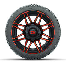 GTW® Stealth Red/Machined 12 in Wheels with 205/30-12 Fusion Street Tires – Full Set