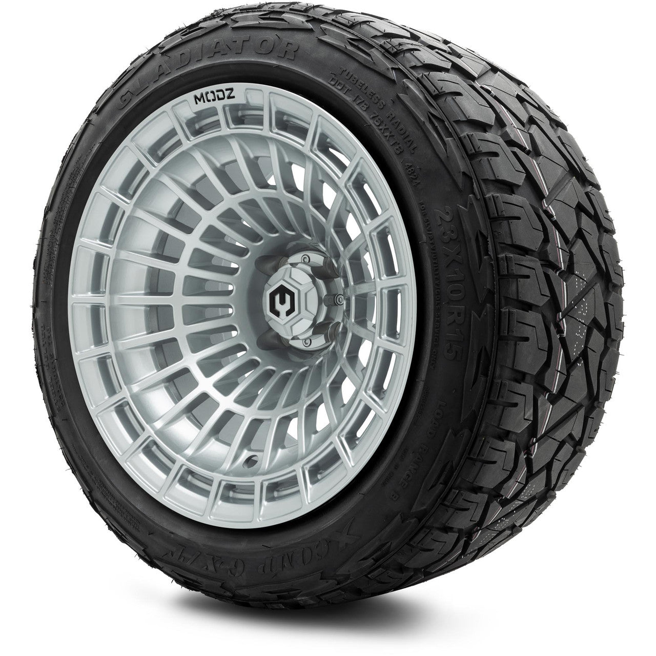 MODZ® 15x10" Felon Silver Wheels & Off-Road Tires Combo