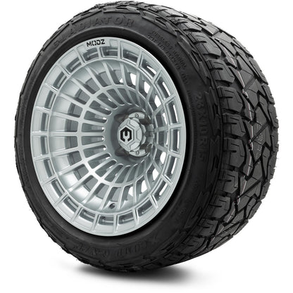 MODZ® 15x10" Felon Silver Wheels & Off-Road Tires Combo