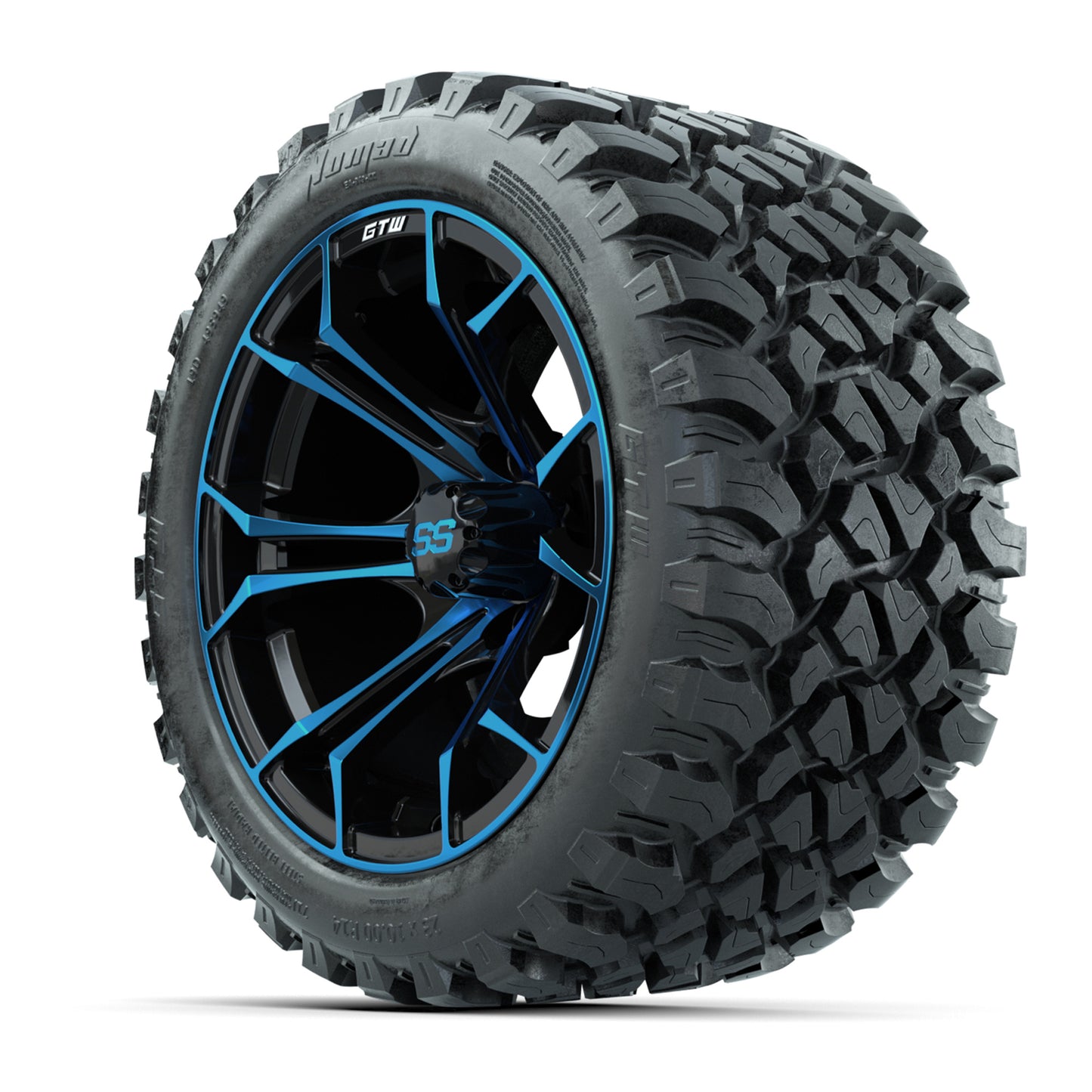 GTW Spyder Blue/Black 14 in Wheels with 23x10-14 GTW Nomad All-Terrain Tires – Full Set