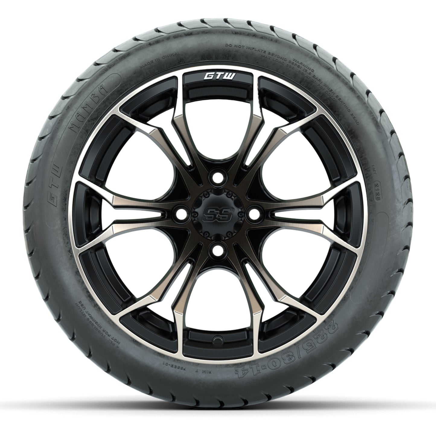 GTW Spyder Matte Black/Bronze 14 in Wheels with 225/30-14 Mamba Street Tires – Full Set