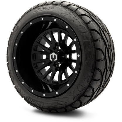 MODZ® 14" Assassin Glossy Black Wheels & Street Tires Combo