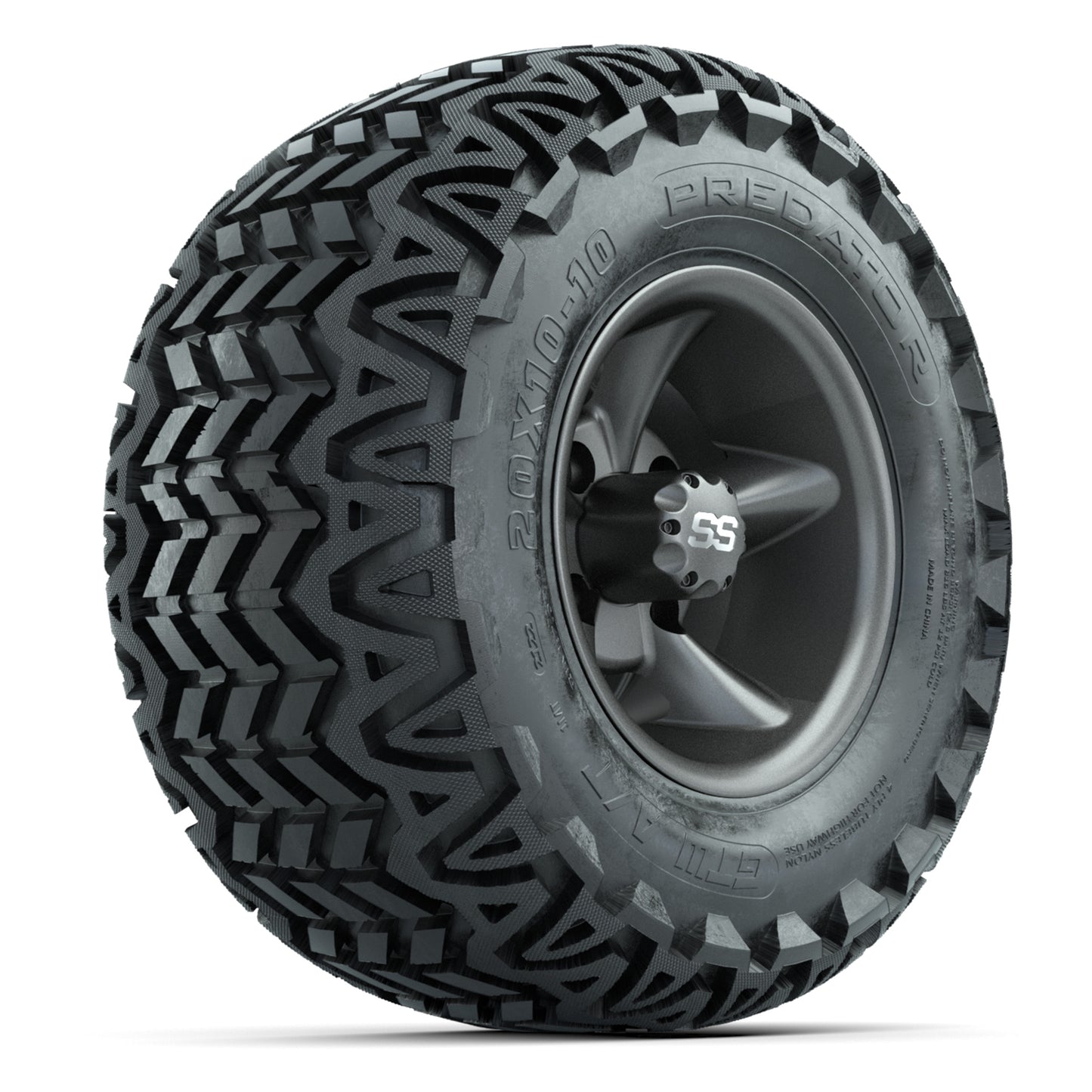 GTW Godfather Matte Gray 10 in Wheels with 20x10-10 Predator All-Terrain Tires – Full Set