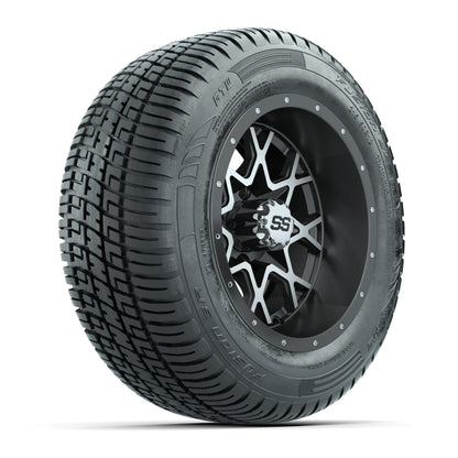 GTW® Vortex 2 Matte Gray/Machined 12 in Wheels with 215/50-R12 Fusion S/R Steel Belt Radial Street Tires - Full Set