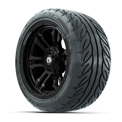 GTW® Shogun Gloss Black 14 in Wheels with 225/40-R14 Fusion GTR Steel Belt Radial Street Tires – Full Set
