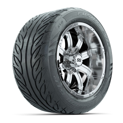 GTW® Tempest Chrome 14 in Wheels with 255/45-R14 Fusion GTR Steel Belt Radial Street Tires – Full Set