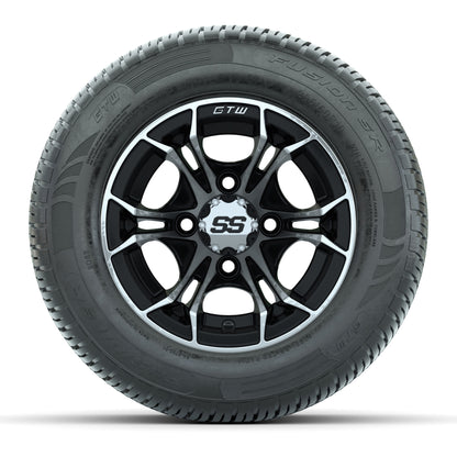 GTW Spyder Machined/Black 10 in Wheels with 205/50-10 Fusion SR Steel Belted Radial Tires – Full Set