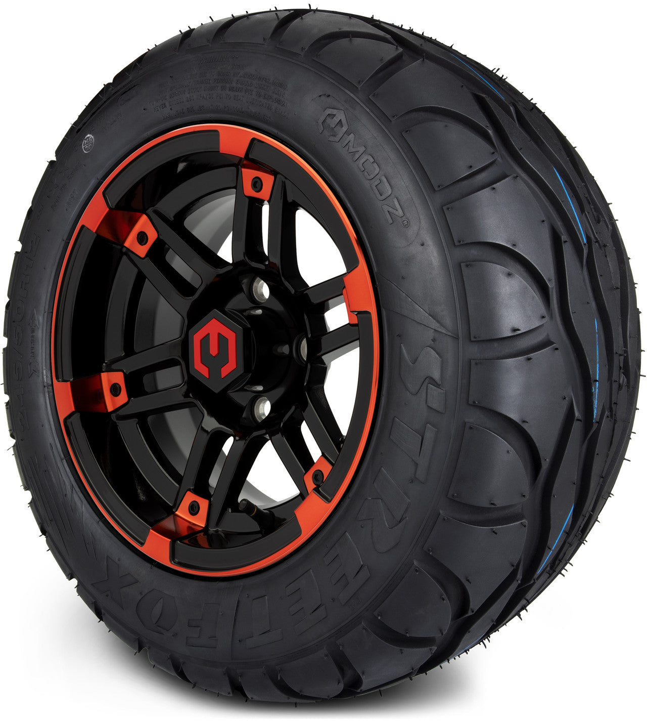 MODZ® 12" Aftershock Red and Black Wheels & Street Tires Combo
