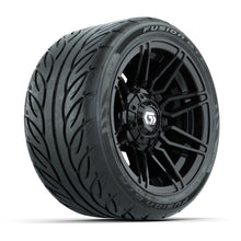 GTW® Stealth Gloss Black 12 in Wheels with 215/40-R12 Fusion GTR Steel Belt Radial Street Tires – Full Set