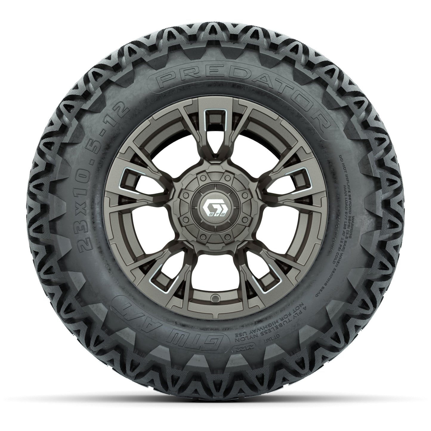 GTW® Vandal Bronze/Machined 12 in Wheels with 23X10.5-12 Predator All-Terrain Tires – Full Set