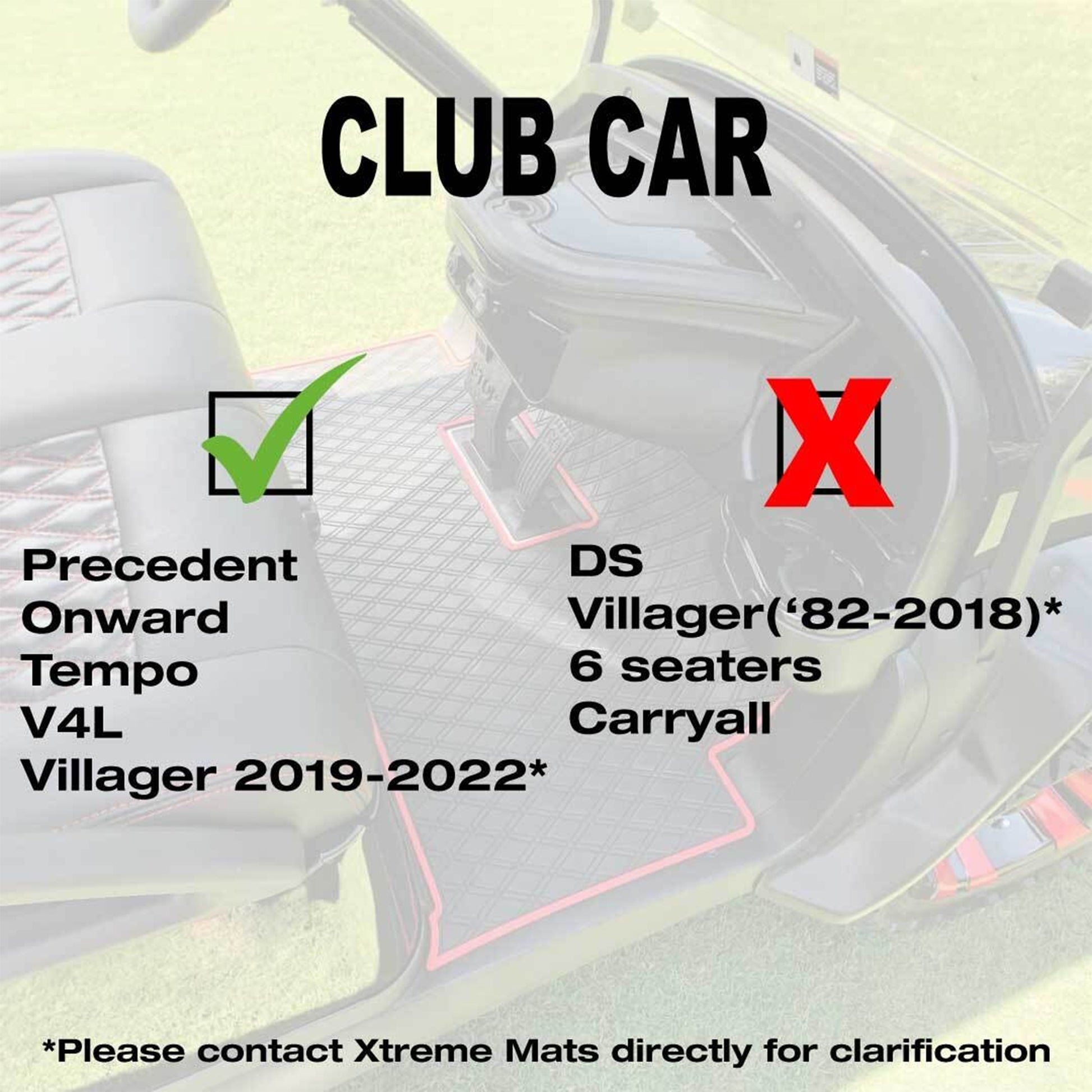 Xtreme Floor Mats for Club Car Precedent & Onward - Black/White