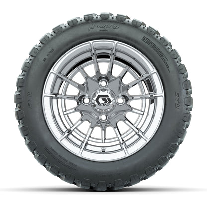 GTW® Boost Chrome 12 in Wheels with 20X10-12 Nomad Steel Belt Radial All-Terrain Tires - Full Set