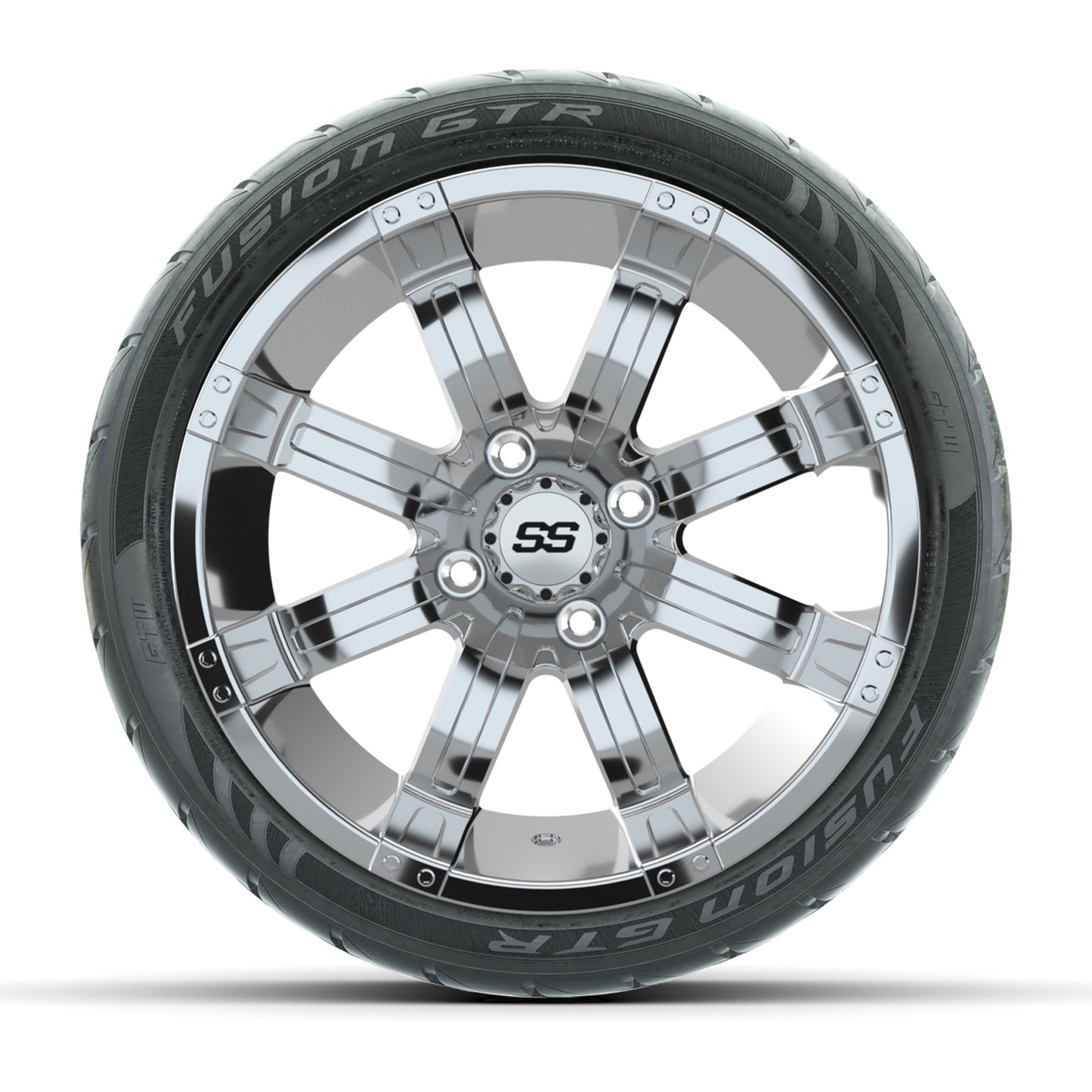 14” GTW Tempest Chrome Wheels with Fusion GTR Street Tires – Set of 4