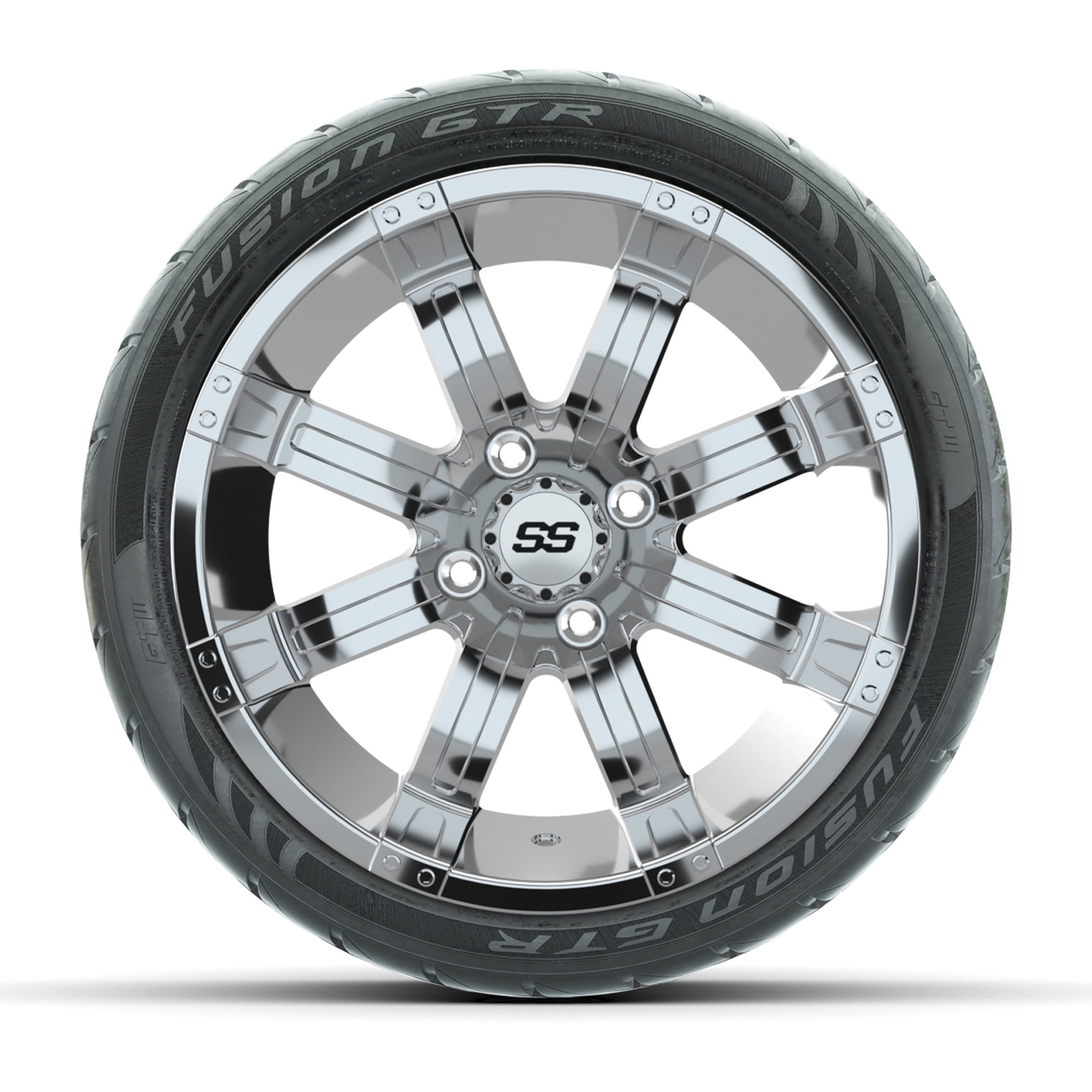 14” GTW Tempest Chrome Wheels with Fusion GTR Street Tires – Set of 4