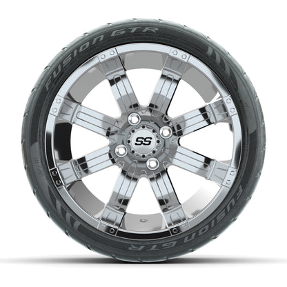 14” GTW Tempest Chrome Wheels with Fusion GTR Street Tires – Set of 4