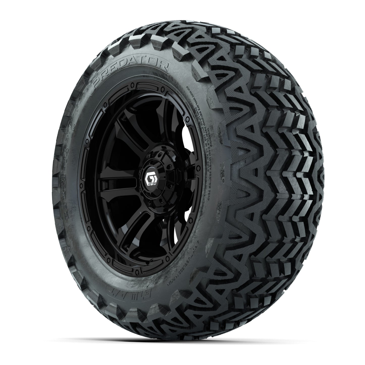 GTW® Shogun Gloss Black 14 in Wheels with 23x10-14 Predator All-Terrain Tires – Full Set