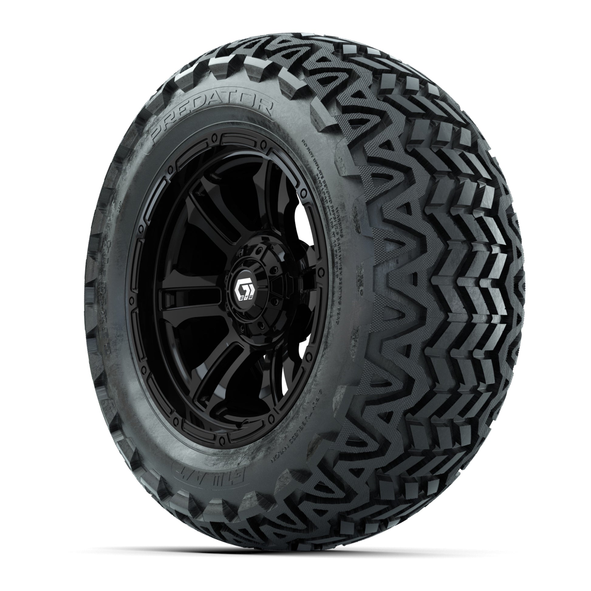 GTW® Shogun Gloss Black 14 in Wheels with 23x10-14 Predator All-Terrain Tires – Full Set