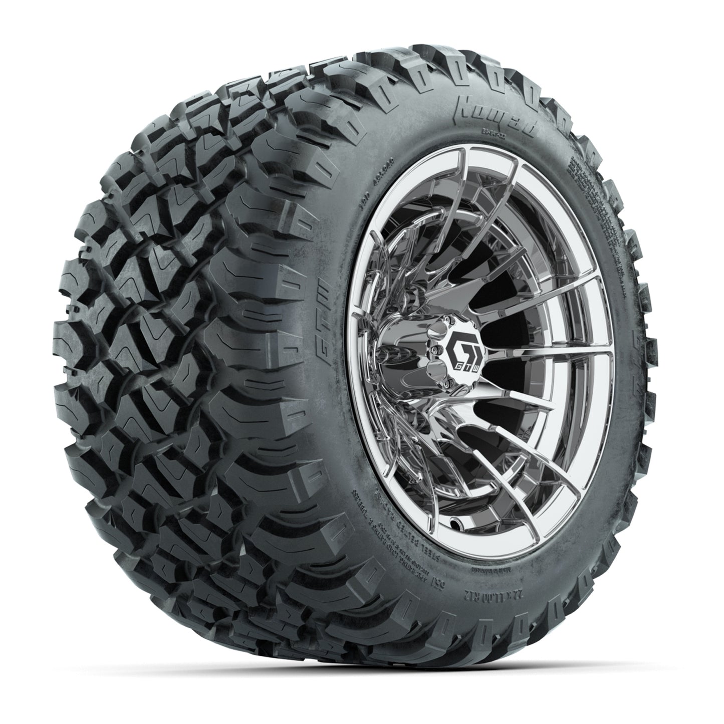 GTW® Boost Chrome 12 in Wheels with 22X11-R12 Nomad Steel Belt Radial All-Terrain Tires - Full Set