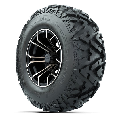GTW® Spyder Matte Black/Bronze 12 in Wheels with 25X10-12 Barrage Mud Tires – Full Set