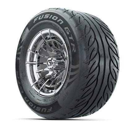 GTW® Boost Chrome 12 in Wheels with 255/55-R12 Fusion GTR Steel Belt Radial Street Tires - Full Set