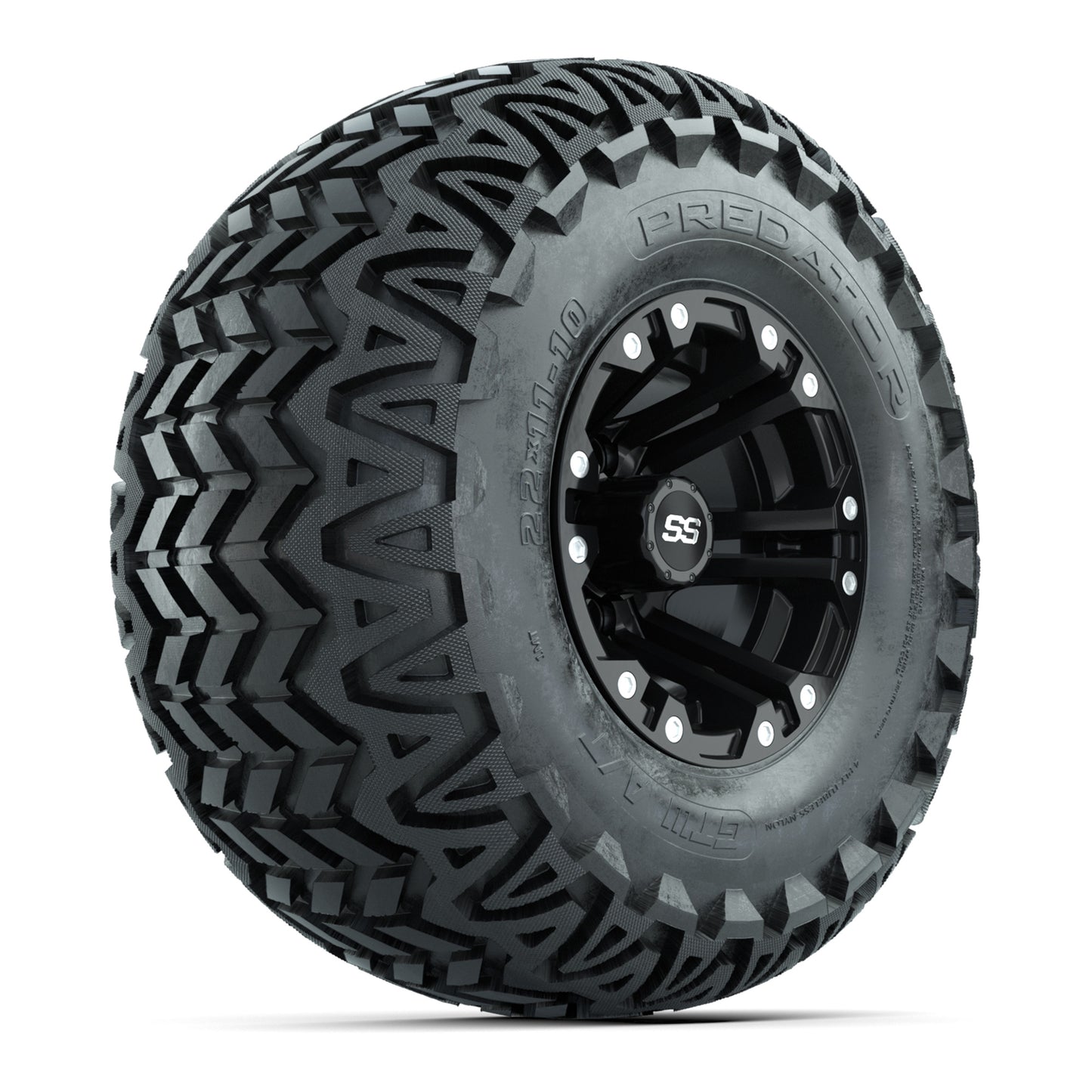 Set of 4 GTW Specter Matte Black Wheels with Predator A-T Tires - 10 Inch