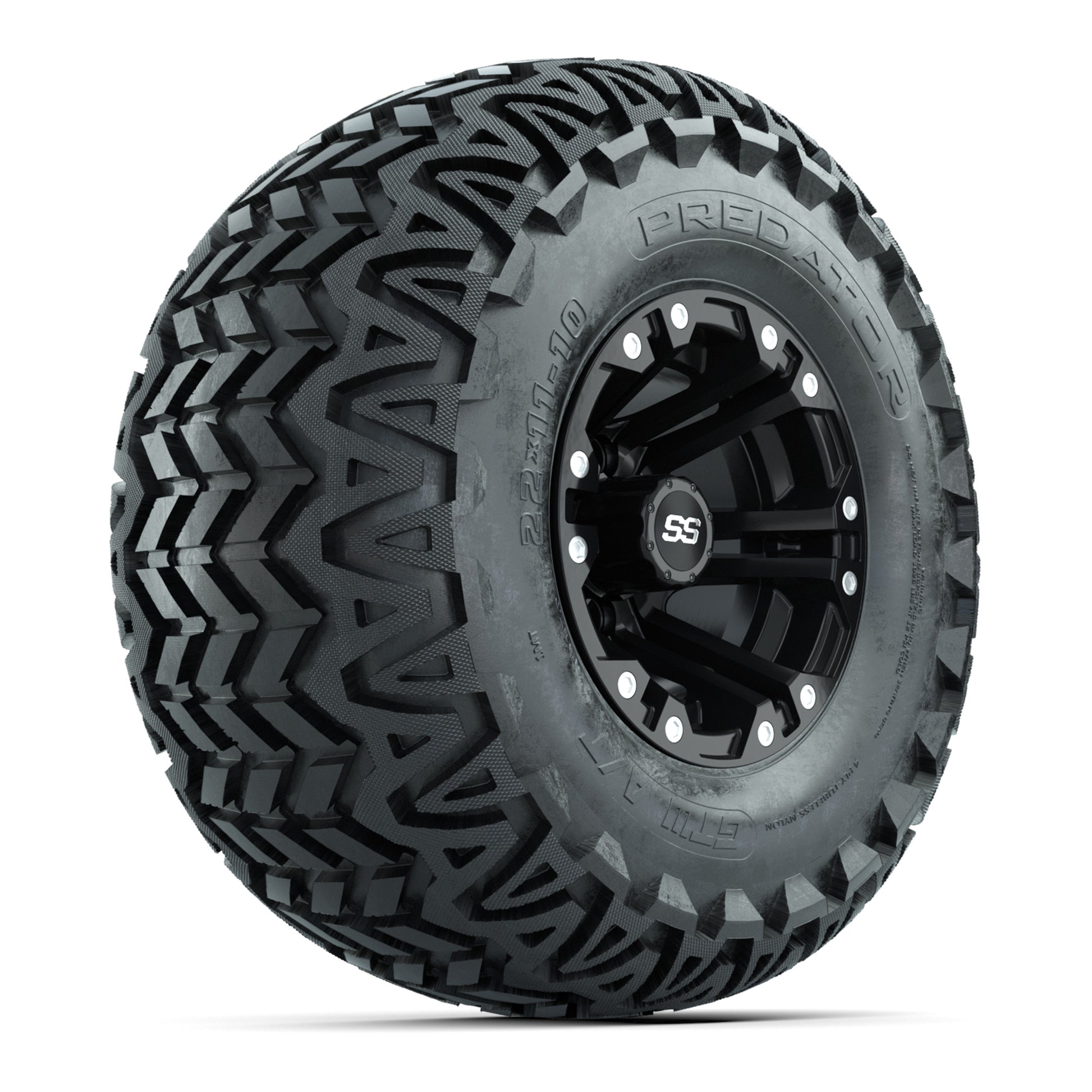 Set of 4 GTW Specter Matte Black Wheels with Predator A-T Tires - 10 Inch