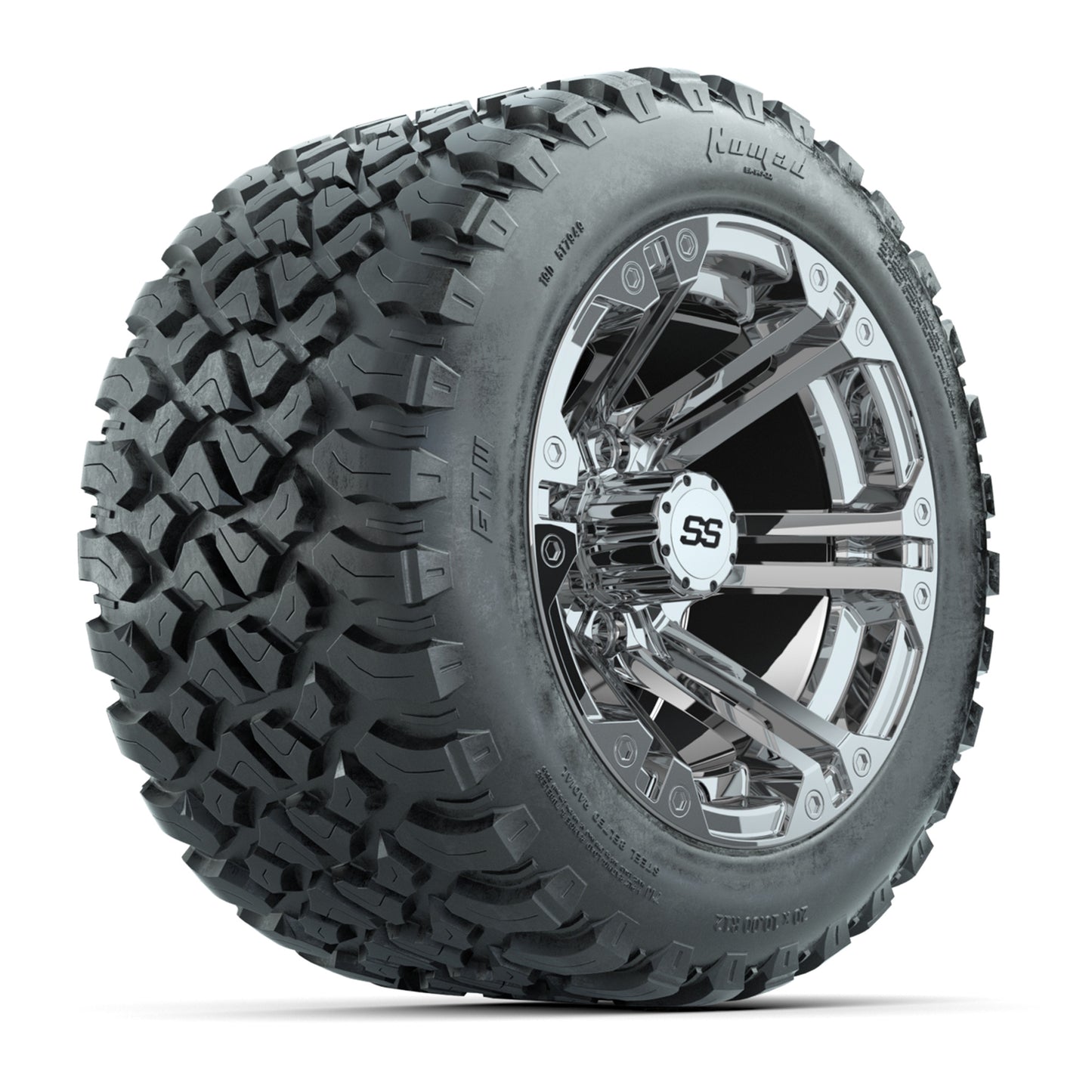 GTW® Specter Chrome 12 in Wheels with 20X10-12 Nomad Steel Belt Radial All-Terrain Tires – Full Set