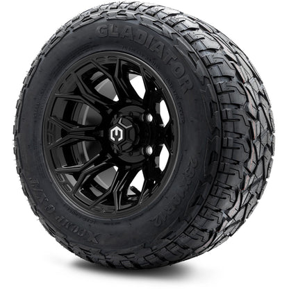 MODZ® 12" Halo Glossy Black Wheels & Off-Road Tires Combo