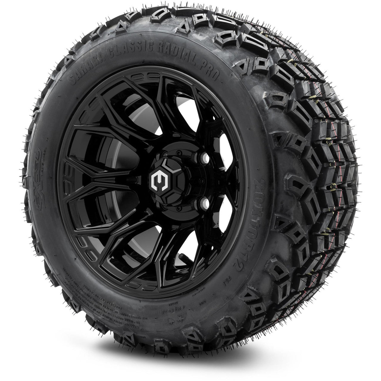 MODZ® 12" Halo Glossy Black Wheels & Off-Road Tires Combo