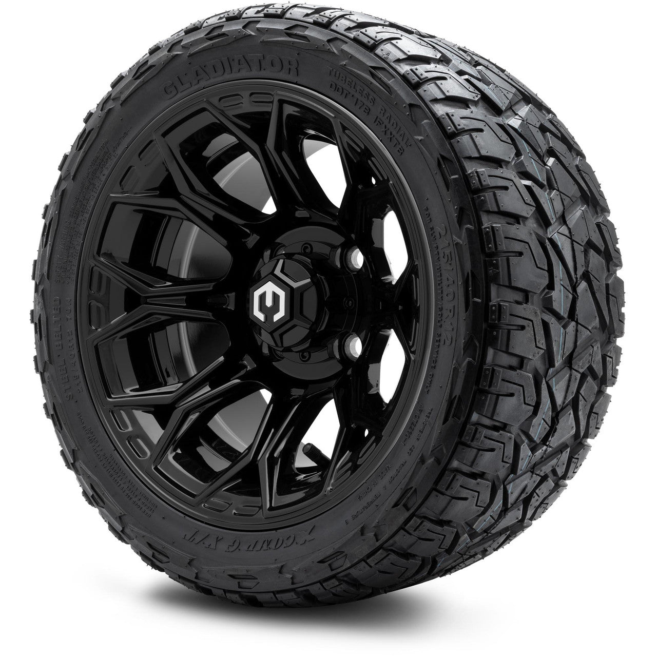 MODZ® 12" Halo Glossy Black Wheels & Off-Road Tires Combo