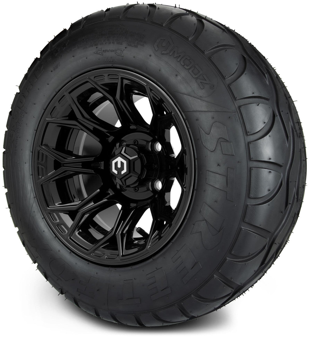 MODZ® 12" Halo Glossy Black Wheels & Street Tires Combo