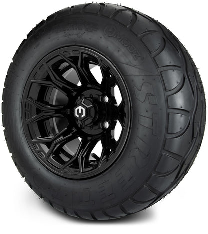 MODZ® 12" Halo Glossy Black Wheels & Street Tires Combo