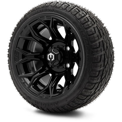 MODZ® 12" Halo Glossy Black Wheels & Street Tires Combo