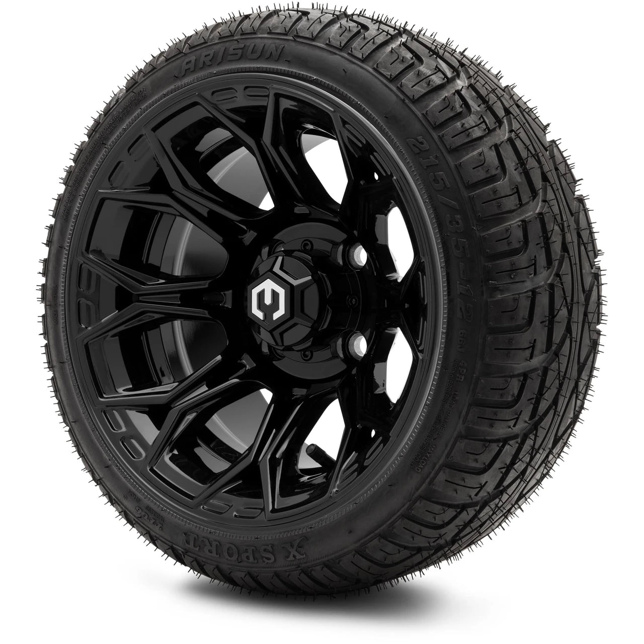 MODZ® 12" Halo Glossy Black Wheels & Street Tires Combo