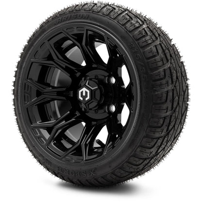 MODZ® 12" Halo Glossy Black Wheels & Street Tires Combo