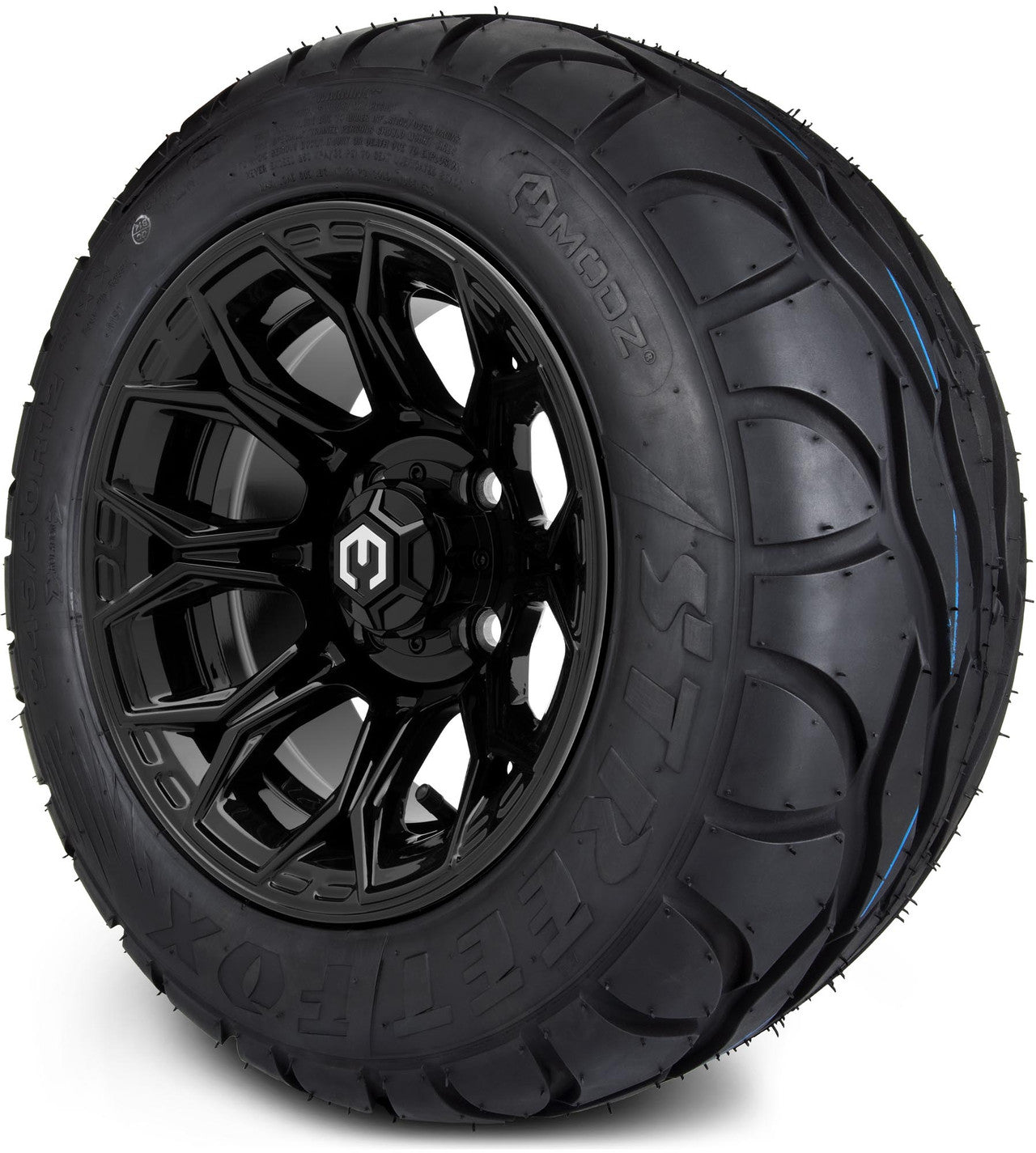MODZ® 12" Halo Glossy Black Wheels & Street Tires Combo
