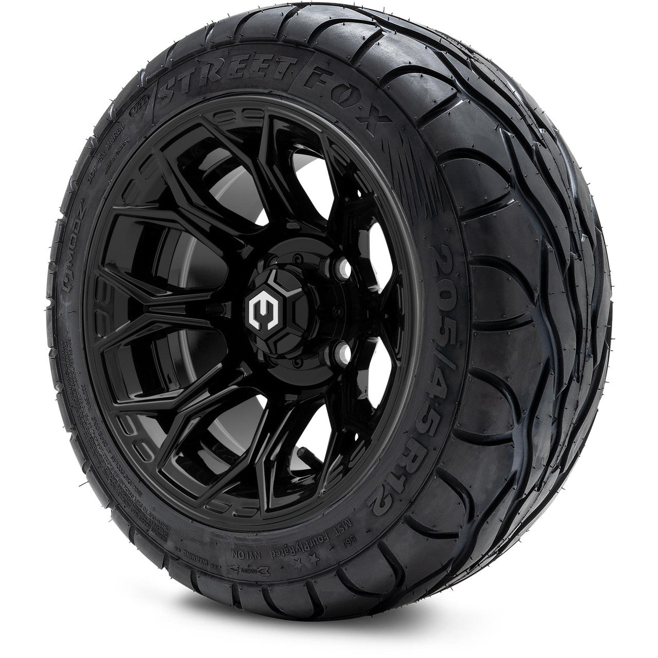 MODZ® 12" Halo Glossy Black Wheels & Street Tires Combo