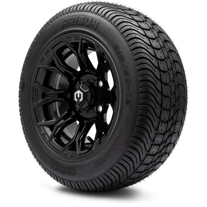 MODZ® 12" Halo Glossy Black Wheels & Street Tires Combo