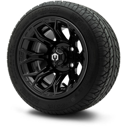 MODZ® 12" Halo Glossy Black Wheels & Street Tires Combo