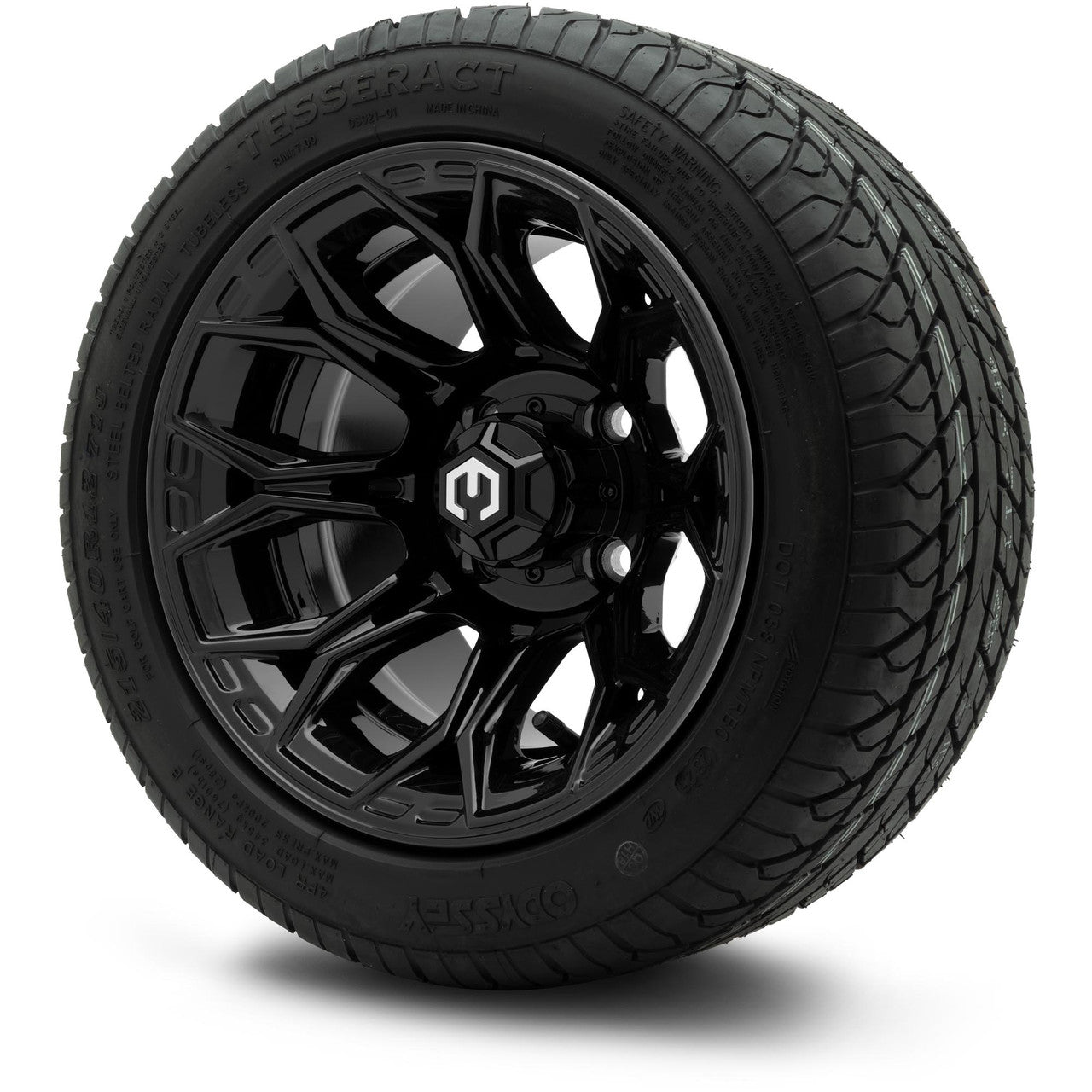 MODZ® 12" Halo Glossy Black Wheels & Street Tires Combo